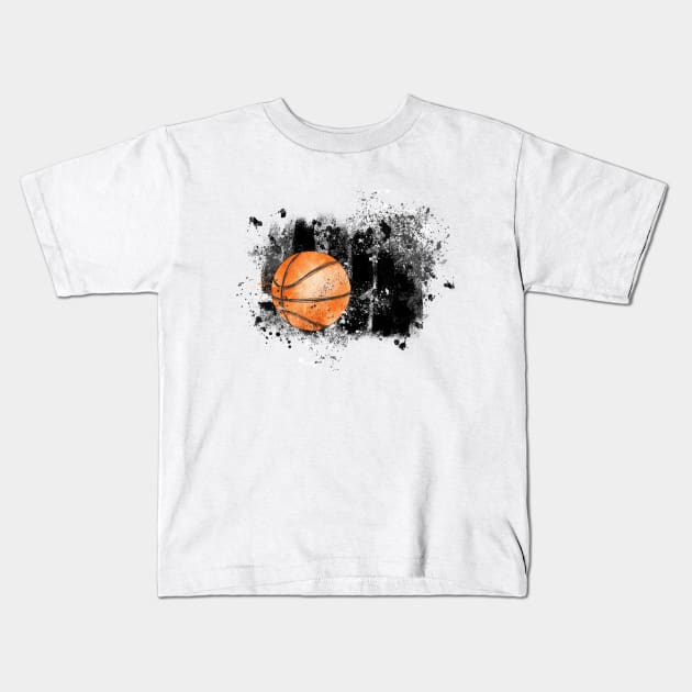 Basketball ball Kids T-Shirt by HJstudioDesigns